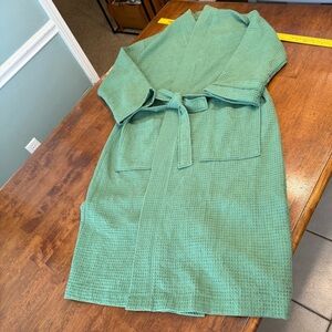Melsimo by Towel Selections Green Waffle Knit Robe made in turkey size size s/m